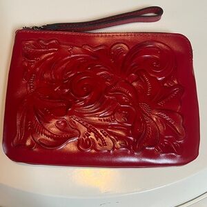 Patricia Nash Lava Red Leather Wristlet/Bag. Beautiful!  Vibrant!  NWT